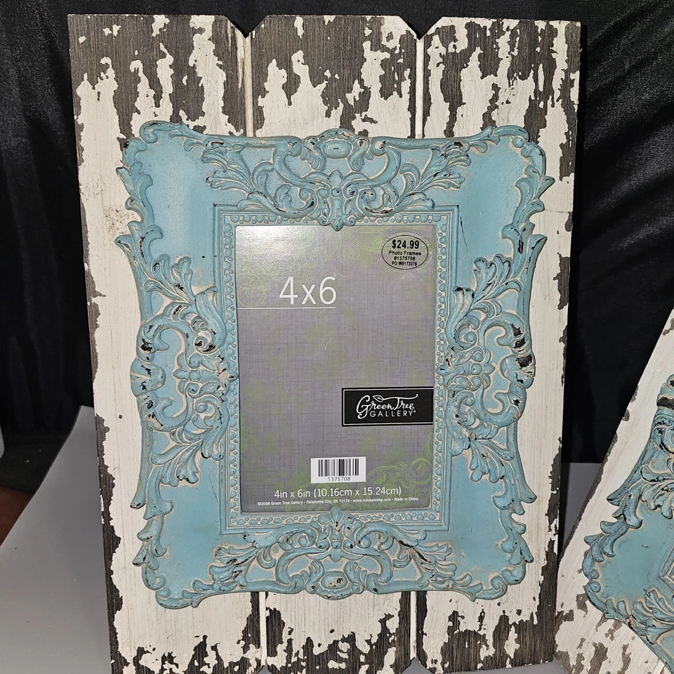 2 - NOS Shabby Chic Rustic Barn Board Picture Frames Cabincore Cottagecore 4x6" - Image 2 of 4