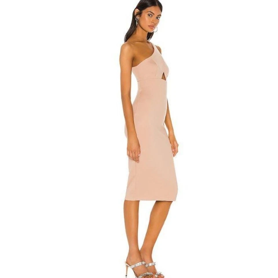 Nuevo sin etiquetas Vestido Midi Temporada Escorpio $168 Taupe, Talla XS Foto 2 de 4