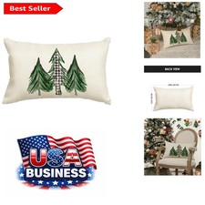 AVOIN Watercolor Christmas Tree Pillow Cover - 12x20 Inch Elegant Holiday Decor