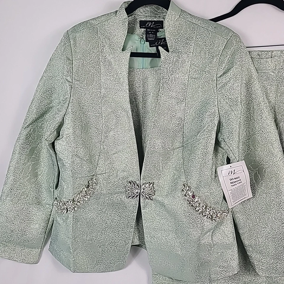 NUEVO Traje Falda Raya Terciopelo Medianoche Talla 16 Formal Boda Iglesia Pascua 3 Piezas Foto 2 de 4