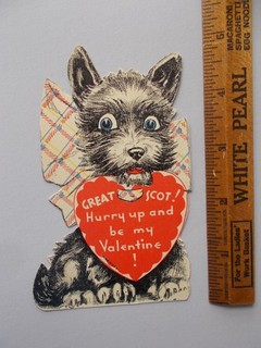 VTG/ANTIQ VALENTINE'S DAY CARD SCOTTIE DOG WITH BIG BOW