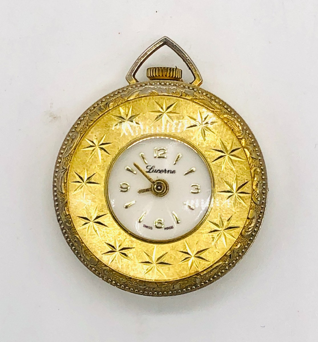 Vintage Lucerne Womens Pendant Necklace Watch 33mm Silver Dial Gold Tone Vintage Lucerne Pendant Necklace Watch Womens 32mm Gold Tone  main image 3