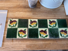 3 x Antique fireplace  tiles Edwardian majolica quartered  reclaimed 6"x6"