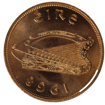 1968 Irish Ireland Penny Coin One UNCIRCULATED Pence  GOOD LUCK CHARM.