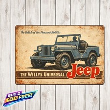 Willys Jeep 1953 Vintage Aluminum Metal Reproduction Plaque 12x18 Decor