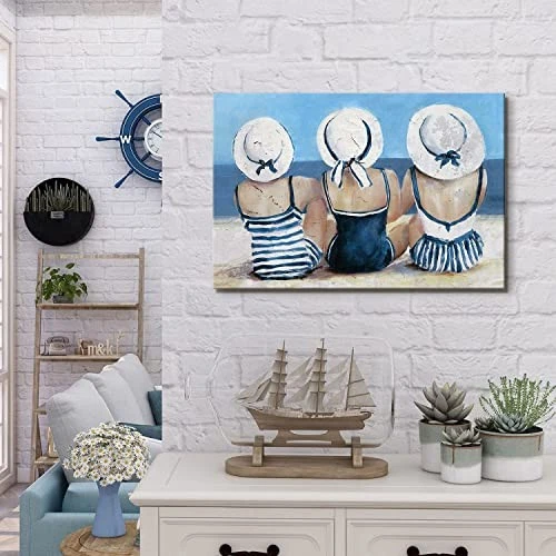 Arte de pared costero baño náutico playa decoración de pared para 16"L x 12"W playa niñas Foto 4 de 4