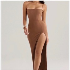 HOUSE OF CB 'Jaida' Toast Corset Maxi Dress /Size S-US 4-6/QA5335
