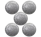 Lot of 5 (5) 0.10 (1/10) Troy Ounce .999 Silver 1929 Incuse Indian Round