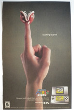 Vintage 2004 Super Mario 64 Nintendo DS Touching is Good Print Ad Advertisement