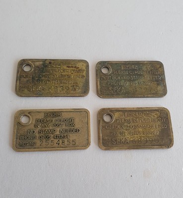 4 x Vintage Sentinel Kartenschutz SEKA Messing Schlüsselanhänger Ring 4,7 cm x 3 cm