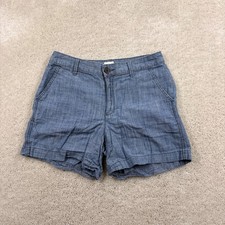 A New Day Chambray Shorts Womens Size 2 Blue Flat Front Chino Khakis