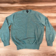 J.Crew Mens Slim Fit Crewneck Sweater Green Marled Knit Large L Lightweight