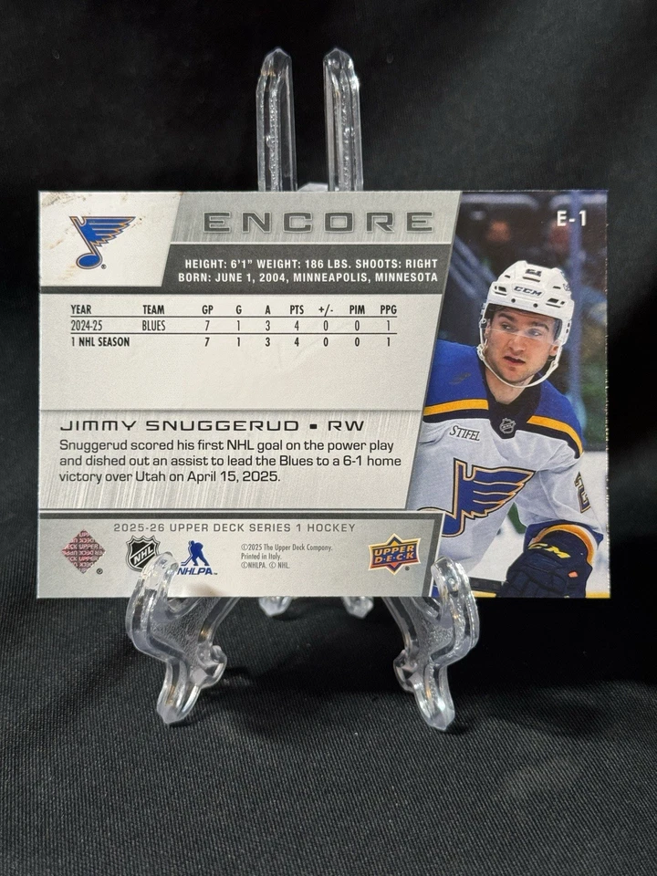 2025-26 Upper Deck Series 1 - JIMMY SNUGGERUD - Encore RC (St. Louis Blues) - Image 2 of 4