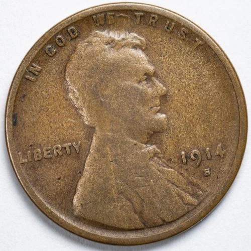 1914-S Lincoln Wheat Penny San Francisco Mint Good (G) Damaged