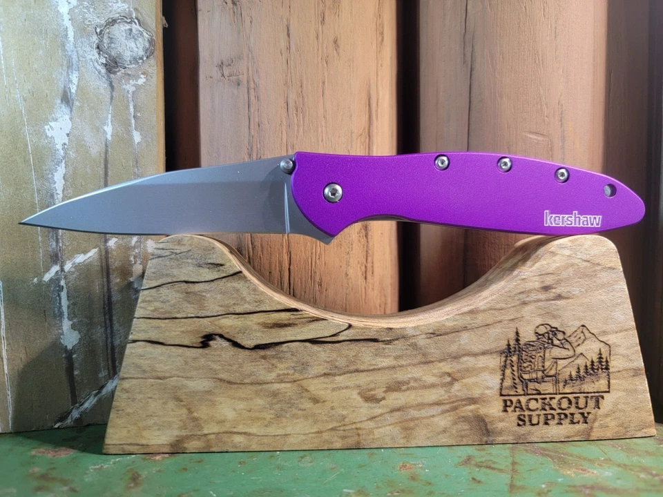 Navaja de bolsillo plegable nueva en la caja Kershaw apertura asistida puerro 1660PUR Foto 2 de 4