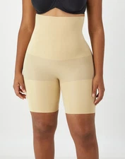Maidenform Seamless Hi-Waist Thigh Slimmers, Beige, SMALL