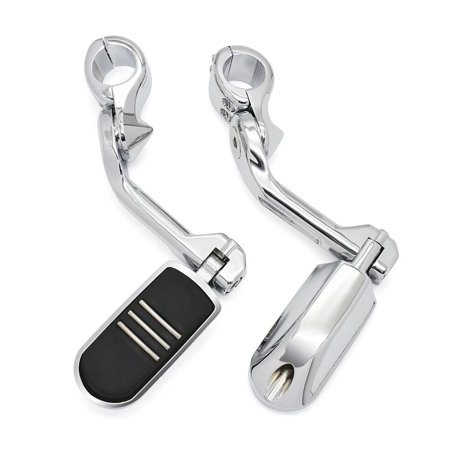 Clavijas de pie largas cromadas de carretera barras de 1-1/4" aptas para Harley Road King Street Glide Foto 4 de 4