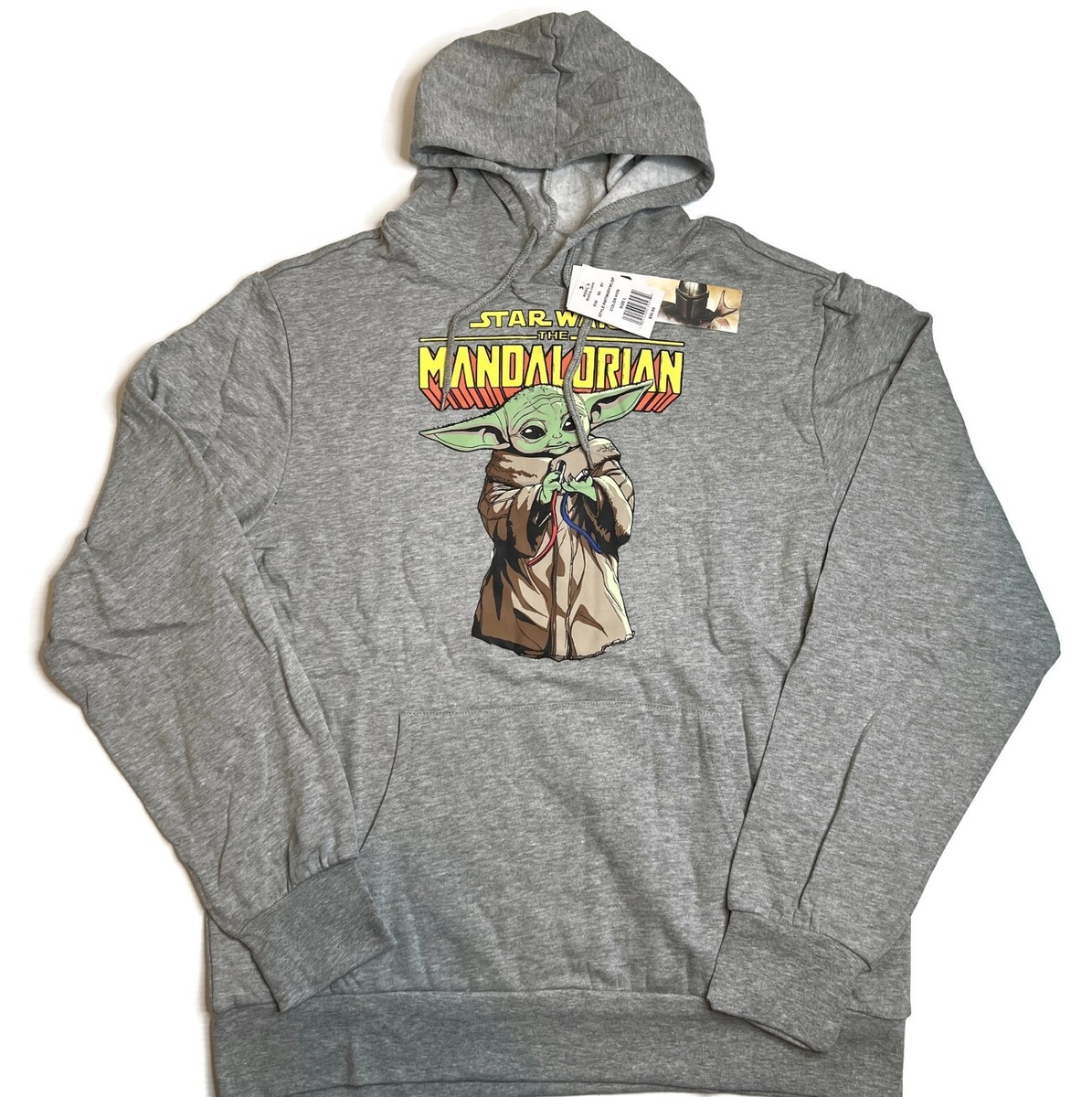 Star Wars The Mandalorian Grogu Hoodie Sweatshirt Mens Large Gray NWT Baby  Yoda