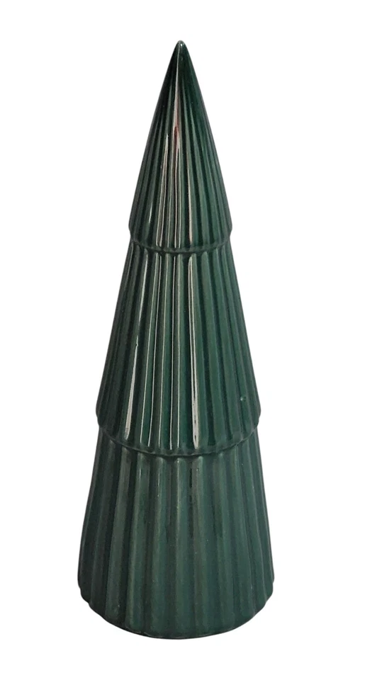 Tabletop Christmas Tree Green Ceramic Modern Geometric Decor Shelf Mantel Tiered - Image 2 of 4