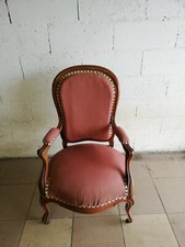 Fauteuil vieux rose - Style Louis Philippe - Voltaire - Roulettes à l'avant
