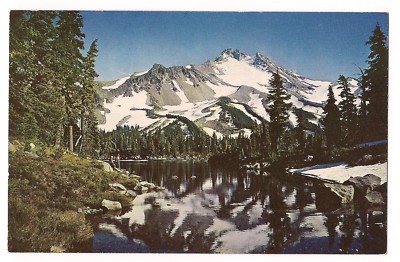 MT. JEFFERSON & River Cascade Mountains Snow Capped  OREGON Postcard OR