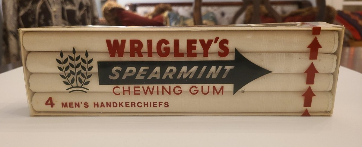 VINTAGE 1980's~4 Pack Wrigley's Spearmint Chewing Gum~Men's White