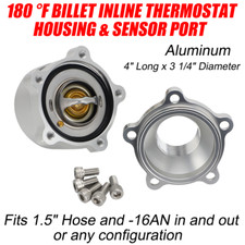 180 F Billet Inline Thermostat Housing Sensor Port Fit 1-12 Hose 1.5 -16an