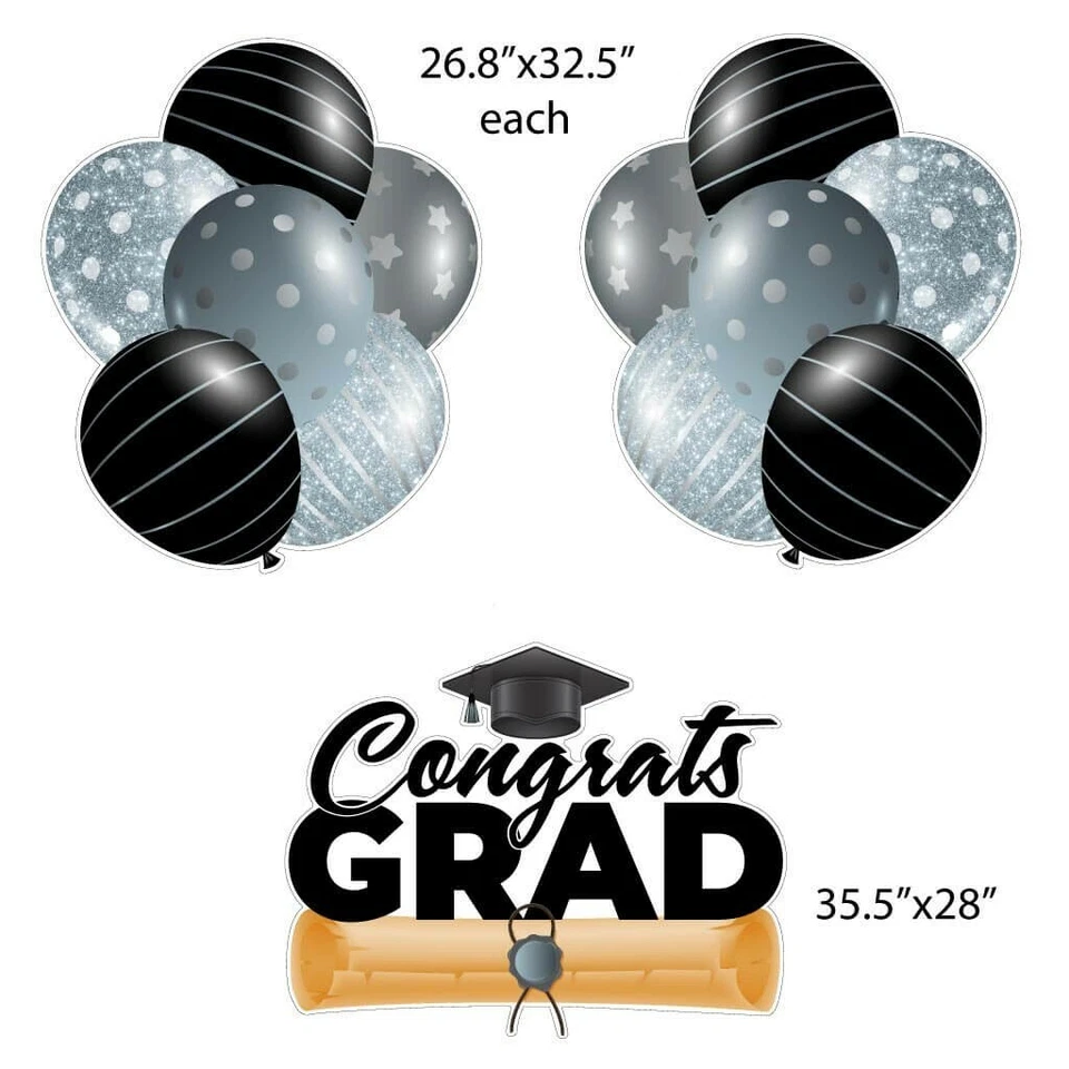 VictoryStore Congrats Grad Silver Graduation Yard Display Graduate Decor 20025B - Image 3 of 4