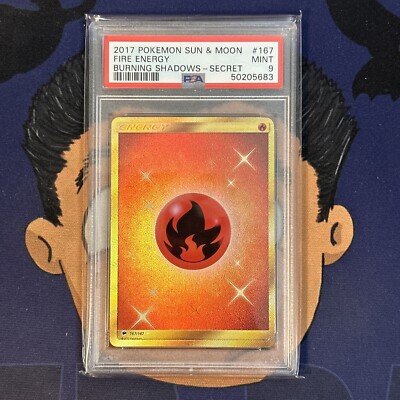 PSA 9 MINT 2017 Pokemon Burning Shadows FIRE ENERGY #167 Secret