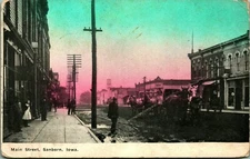 Main Street View Sanborn Iowa IA 1914 DB Postcard D7