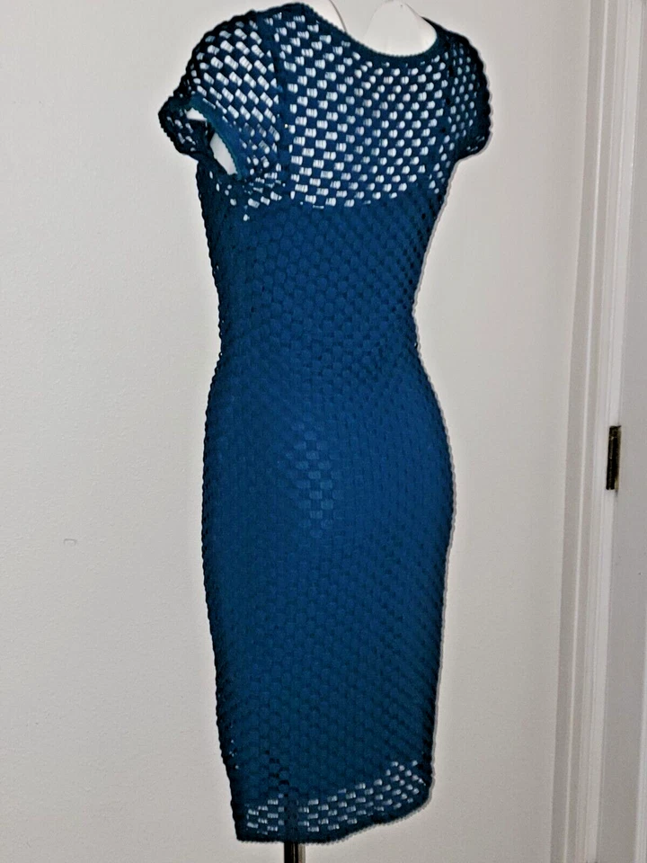Vestido de ganchillo Tracy Reese para mujer talla M verde azulado con tirantes Foto 4 de 4
