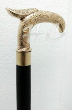 Vintage Brass Designer Antique Style Head Handle Walking Cane Wooden Stick Gift