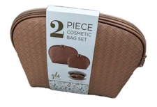 Glotech 2 Piece Cosmetic Bag Set - Brown