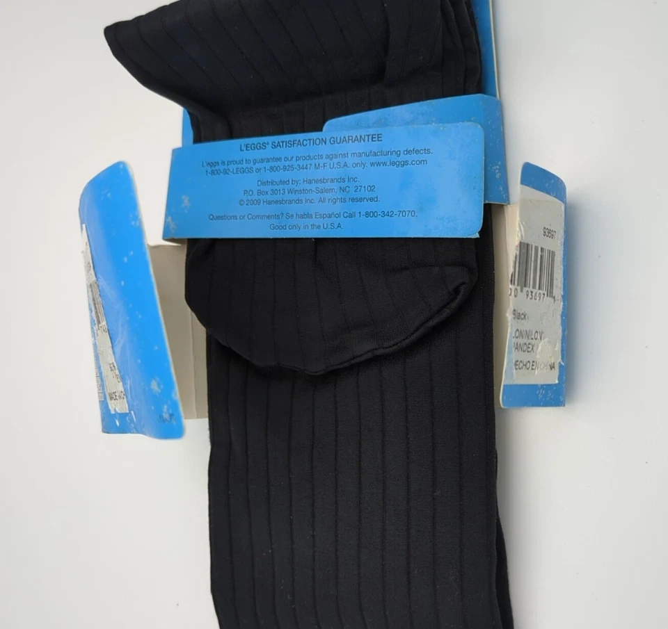 1 Par de Medias L'eggs Talla B Texturizadas Negro Jet Acanaladas Moda Opacas Primavera Otoño Foto 2 de 4