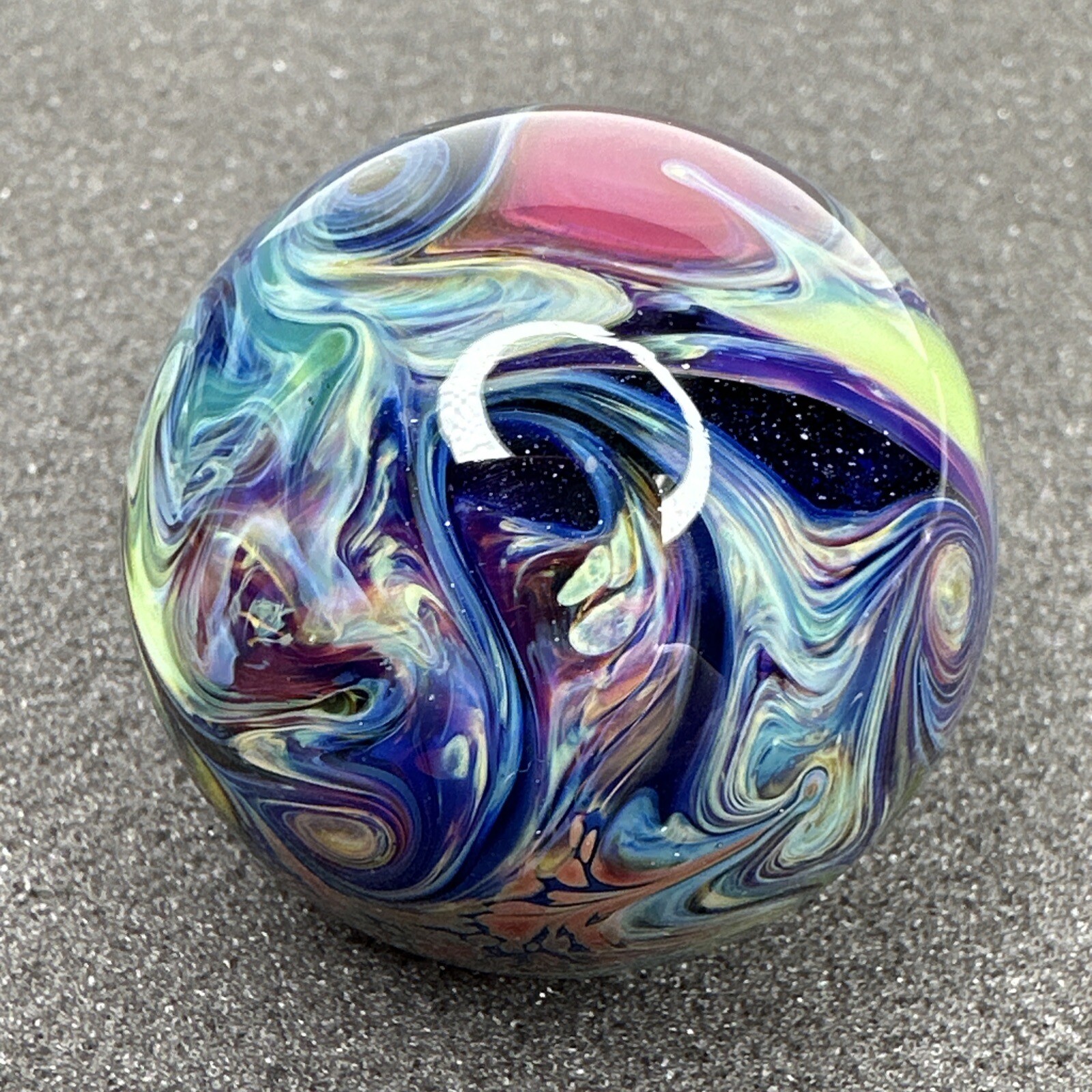 Handmade Contemporary Art Glass Marble 1.62" Chaos Swirl Blend Green