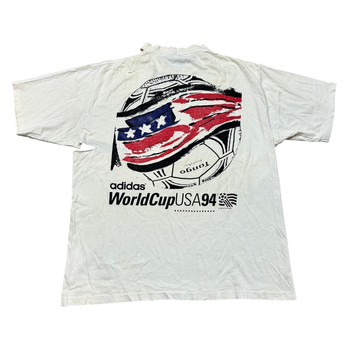 Vintage Adidas World Cup USA 1994 Soccer Ball T Shirt Men's Large