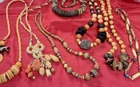 Vintage Costume Jewelry Mixed Lot of Carved Wood - Island Themed Necklaces