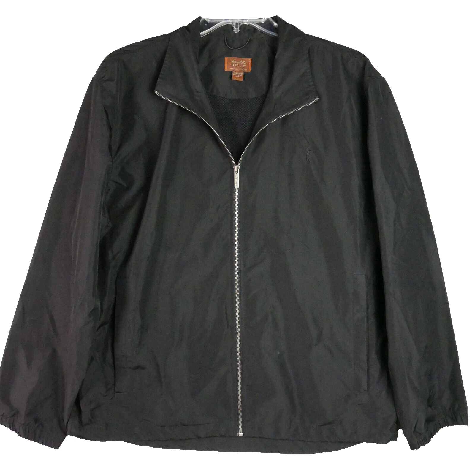 Tasso Elba Golf Mens Size L Black Stow Away Packable Jacket Full Zip Travel