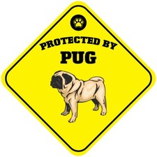 Aluminum Crossing Sign Protected by Pug Dog Cross Xing Diamond Street Signal