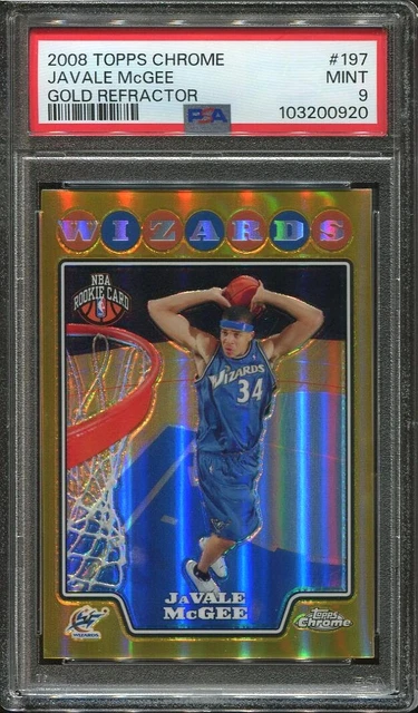 2008 JaVale McGee Rookie Card Topps Chrome Gold Refractor /50 #197 Wizards PSA 9