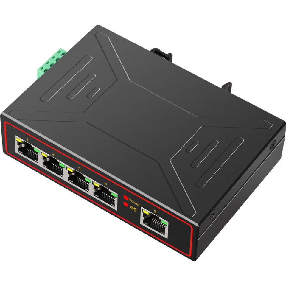 DIEWU Industrial Ethernet Switch DIN Rail 5 Ports 10/100M RJ45 VLAN Controller - Image 2 of 4