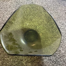Avocado Green Chip  Glass Bowl 1960 Large Replacement For The Chip And Dip Set