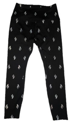 Beyond Yoga High Waisted Black Silver Dizzy Cactus 7/8 Leggings Women s Medium