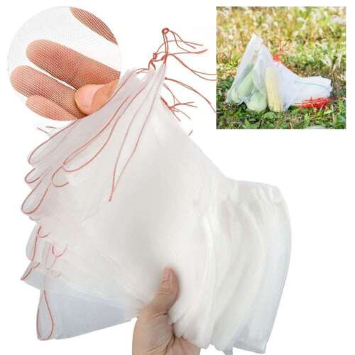 50x Plant Fruit Protect Cover Drawstring Net Bag Against Insect Pest Bird Garden