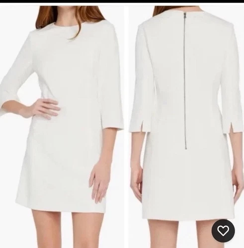 OFF WHITE ABITO TUBINO NUOVO CON ETICHETTE $330 ALICE + OLIVIA OFF WHITE 3 4 MANICA TAGLIA 8