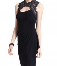 Xscape Party Dress 12 Black Lace Trim Knee Length Formal Wedding Party Cruise