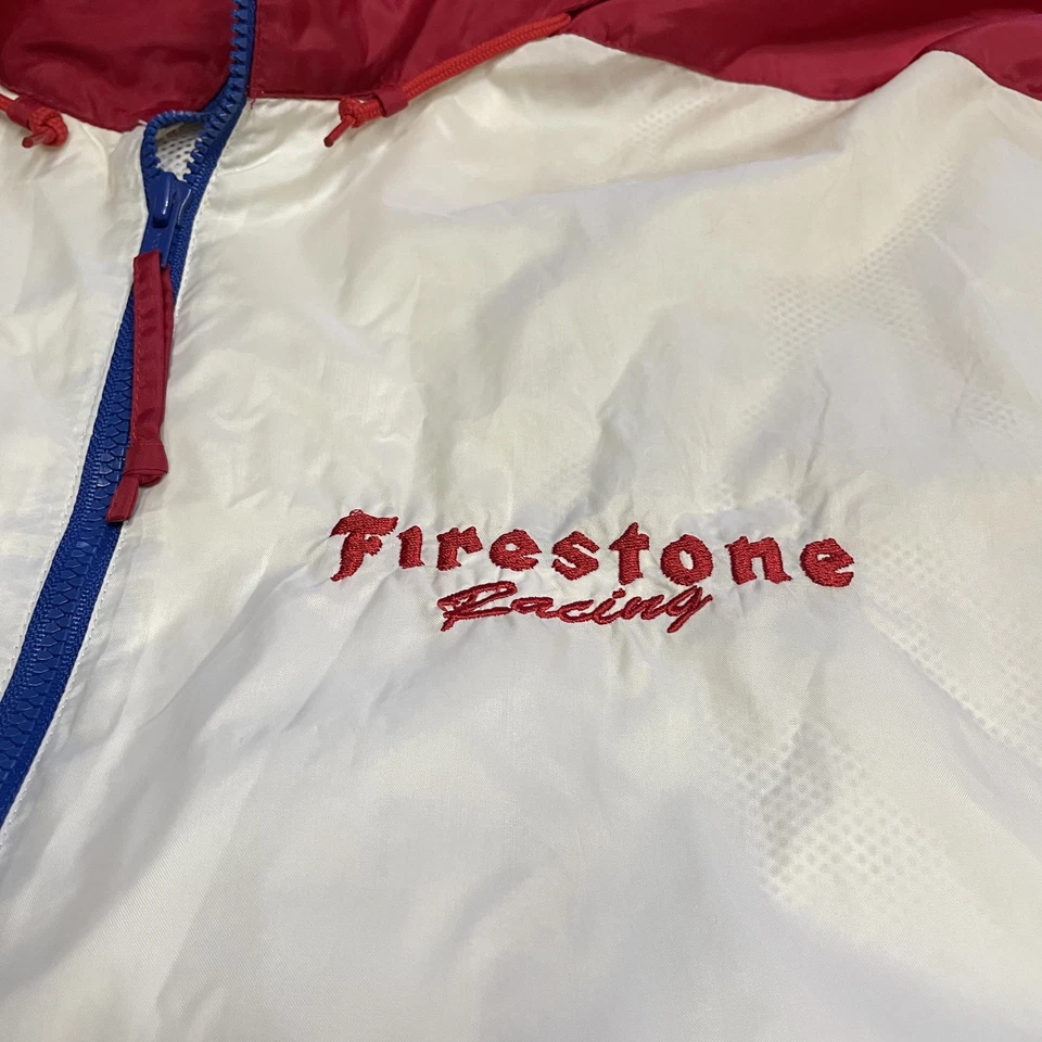 Chaqueta De Colección Indianapolis 500 Para Hombre XL Blanca Azul Roja Carreras Firestone Años 90 Foto 4 de 4