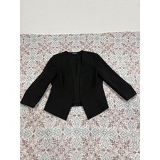 Express Womens Black Open Front Collarless Blazer Jacket Size 8 Professional