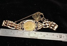 Victorian Gold Full Sovereign Mounted Gate Bracelet & Padlock 19.3 Grams 2417.37 per troy oz