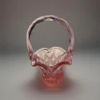 Fenton Art Glass Dusty Rose Diamond Lace Mini Basket Vintage Excellent Shape